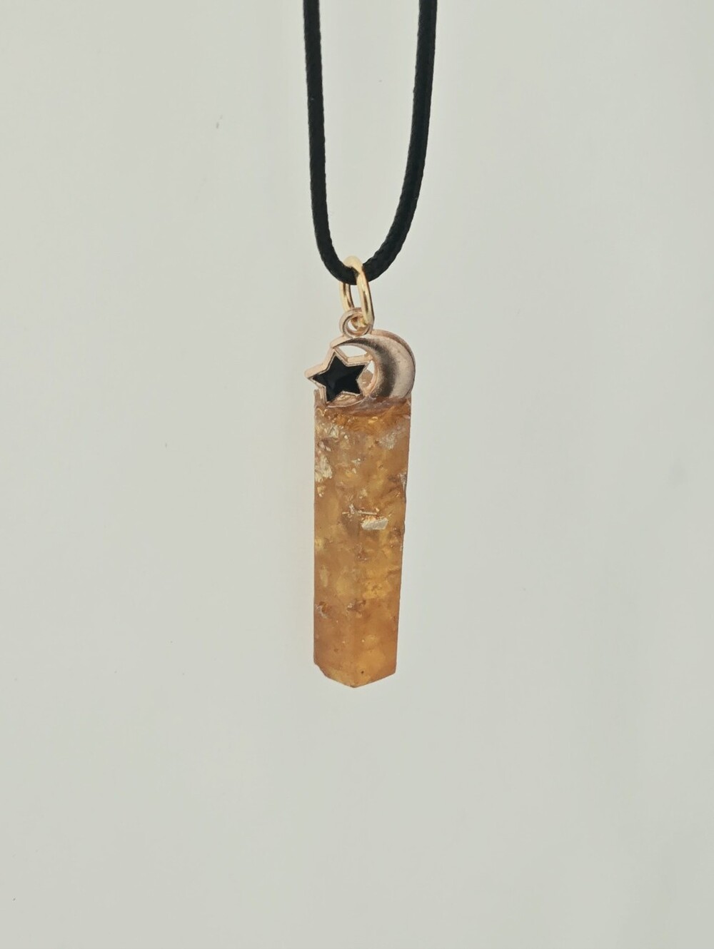 Citrine Crecent Moon & Star Pendant Necklace